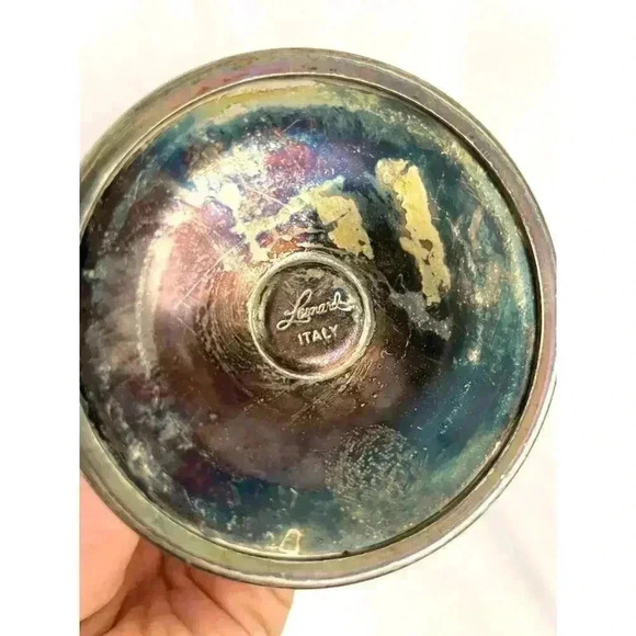 VTG Pair Leonard Silver Toned Brass Tarnished Goblets Chalice - Picture 3 of 15